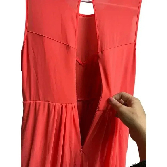 Asos Maternity Mesh Keyhole Dress Peach/Orange Size 6 - Picture 12 of 14